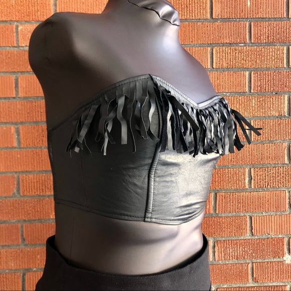 1980s IOU Leather Bodice with Fringe - Picture 3 of 12